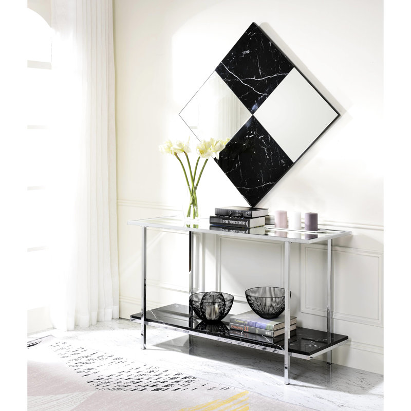 Faux marbre et console - Forme rectangulaire pour une surface en métal polyvalente en miroir