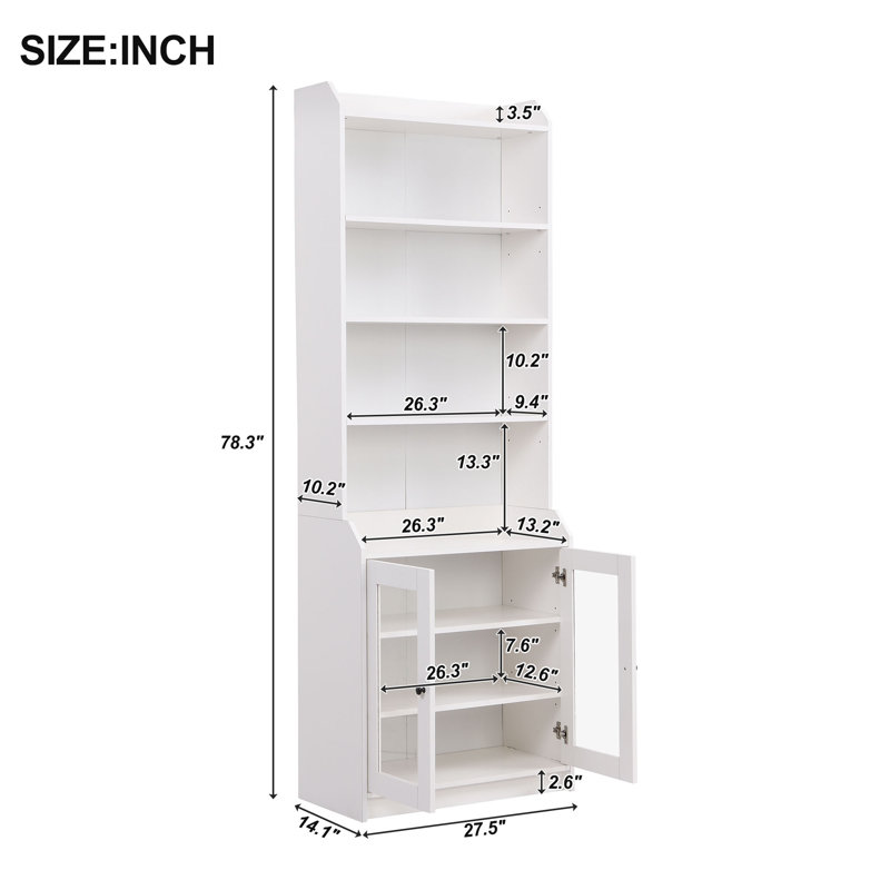 Armoire bibliothèque élégante 78,3 po , Blanc