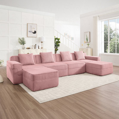 Canapé modulaire moderne à 4 places avec 2 repose-pieds