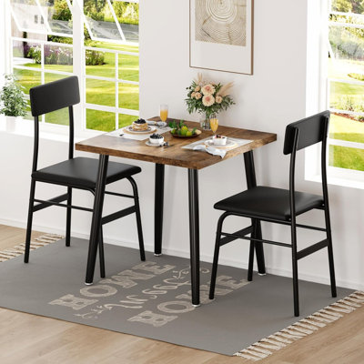 Ensemble de table de salle à manger pour 2 personnes avec chaises rembourrées, table de cuisine en bois peu encombrante pour petits appartements et maisons