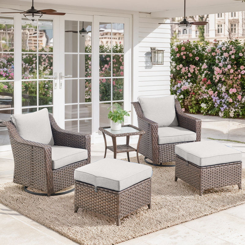 Ensemble de chaises pivotantes d'extérieur avec repose-pieds et table d'appoint Jenesys - Confortable, durable pour les patios et les jardins