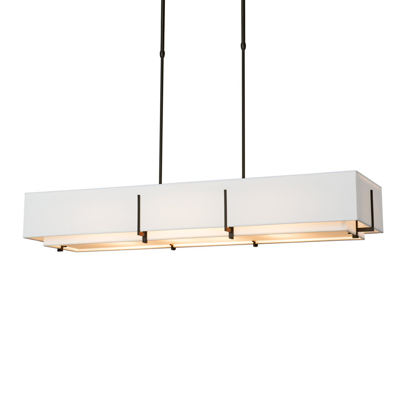 Exos 4 - Light Unique/Statement Linear Pendant, Natural Anna Shade, Oil Rubbed Bronze