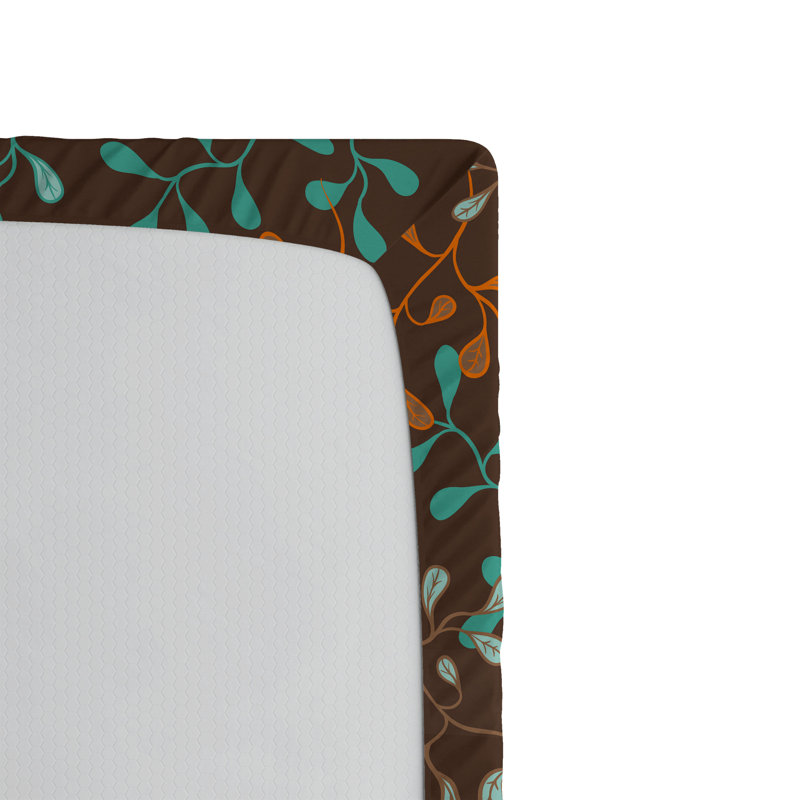 Ambesonne Nature Fitted Sheet Leaves Botanical Style Art, Twin XL Fitted Sheet, Dark Seafoam/Maroon Floral