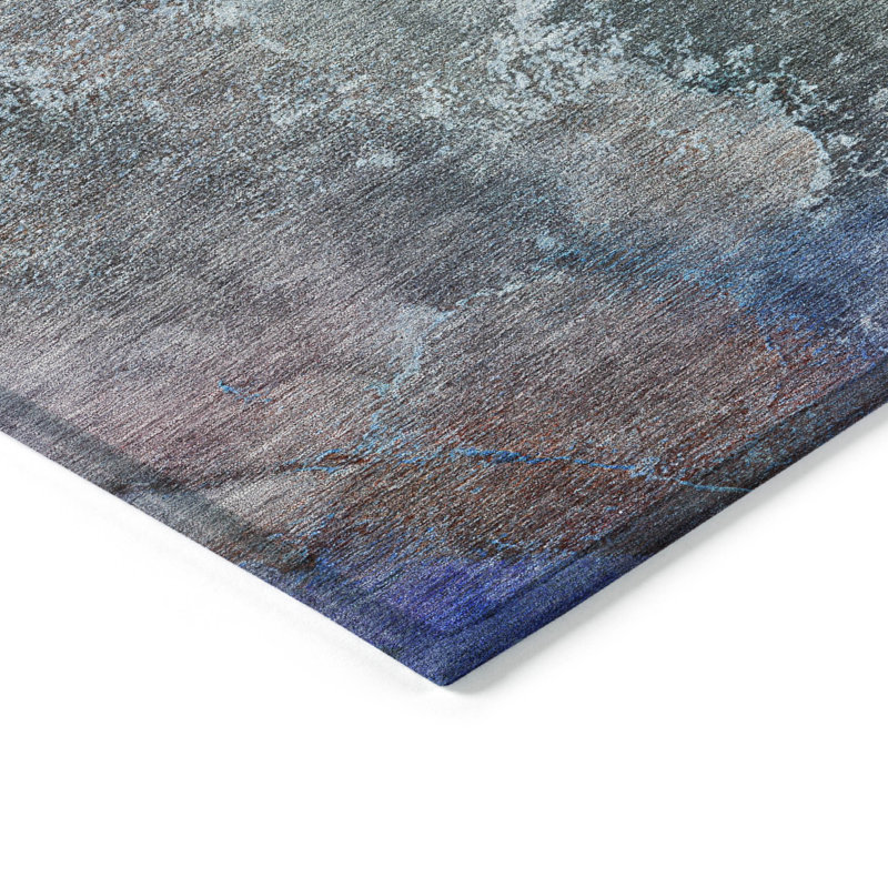 Tapis abstrait intérieur / extérieur lavable à la machine Mattis ACN2307, Rectangle 10 pi x 14 pi