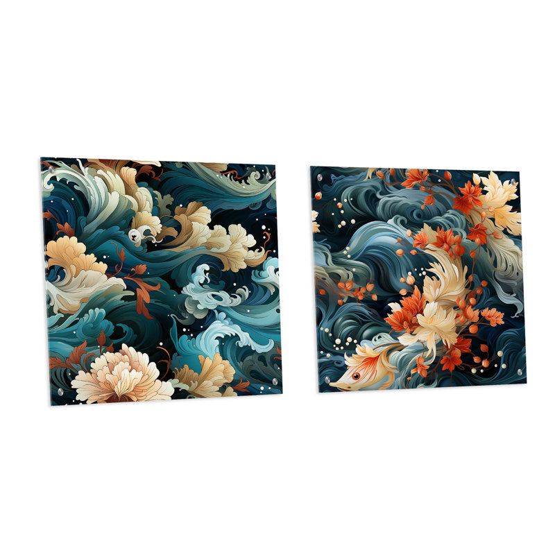 Xanthe - Japon - ensemble de 2 verres muraux en acrylique, H 16 po x l 33 po
