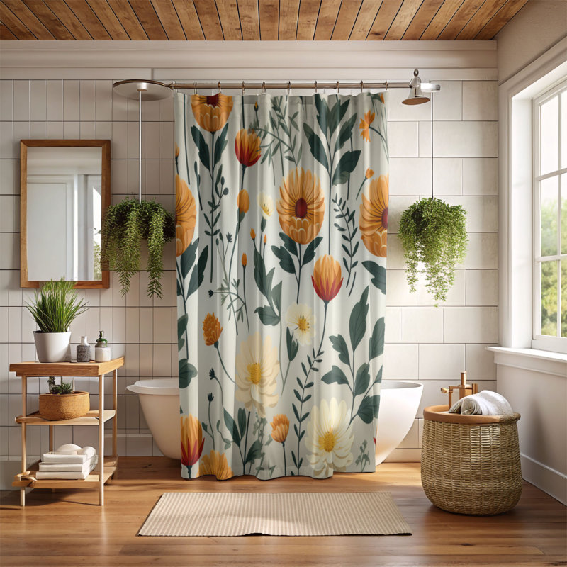 Marigold Charm - Premium Shower Curtain, 74"H x 71"W