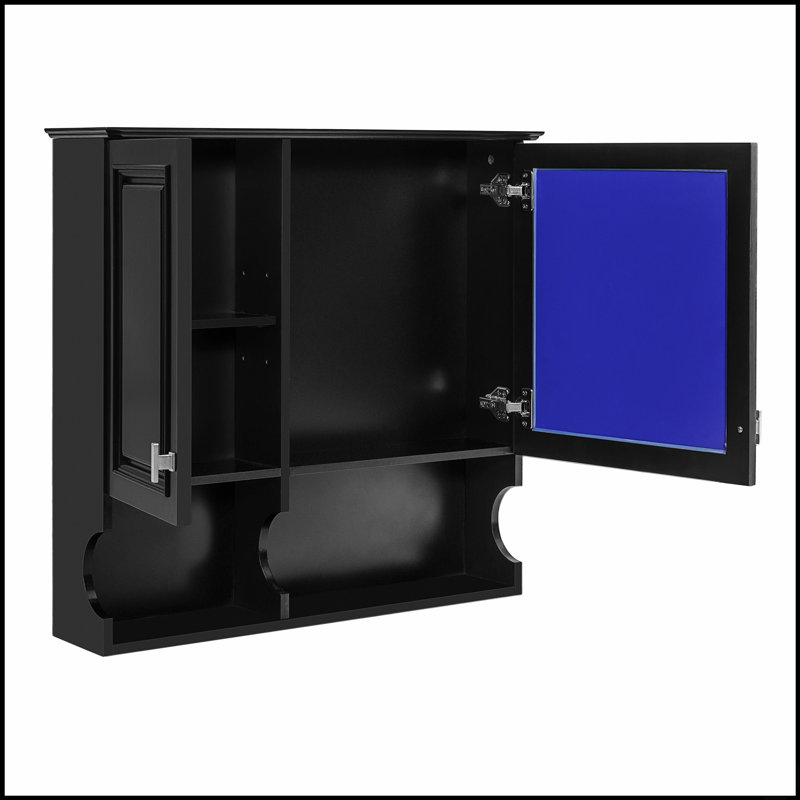 Armoire à pharmacie murale de 76 cm (30 pouces) avec miroir, tablettes ouvertes, tablette réglable et rangement dissimulé pour salles de bains modernes