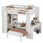 Lit superposé double TG / double avec lit inférieur amovible, bureau, structure de lit mezzanine en bois massif avec tablettes et garde-robe, blanc-117530243-117530240
