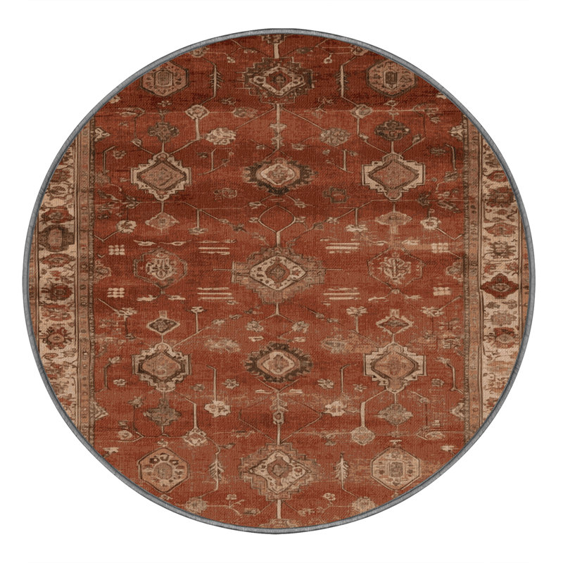 Tapis brun lavable à la machine, Rond 4 pi