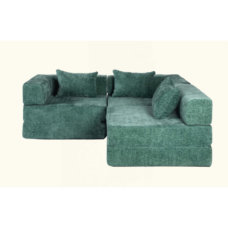 Canapé à compression, canapé-lit convertible au sol avec structure de forme fixe, canapé modulaire désossé, aucun assemblage requis, tissu chenille, pour la chambre du salon