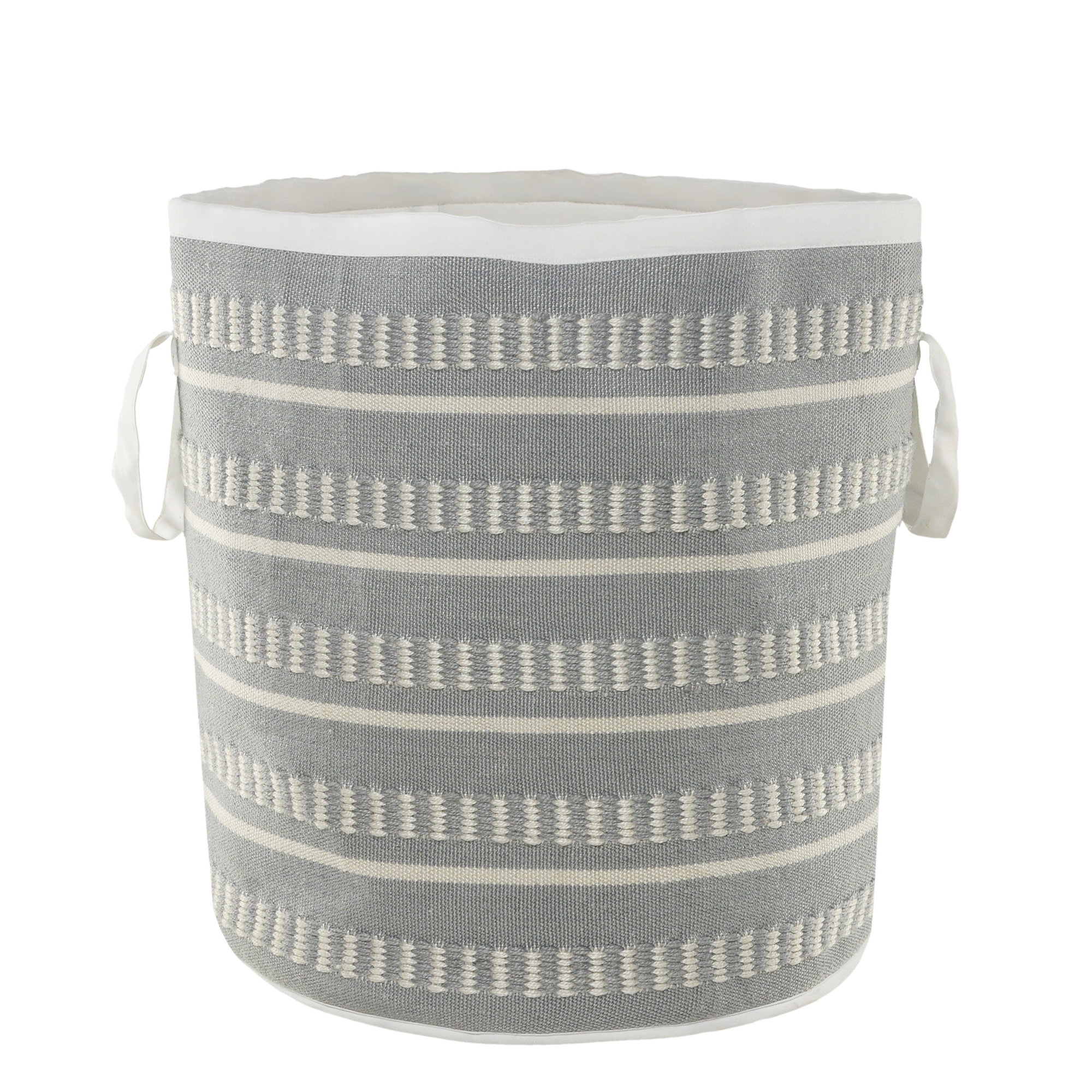Andes Handmade Fabric Decorative Basket 1, Powder Blue/White