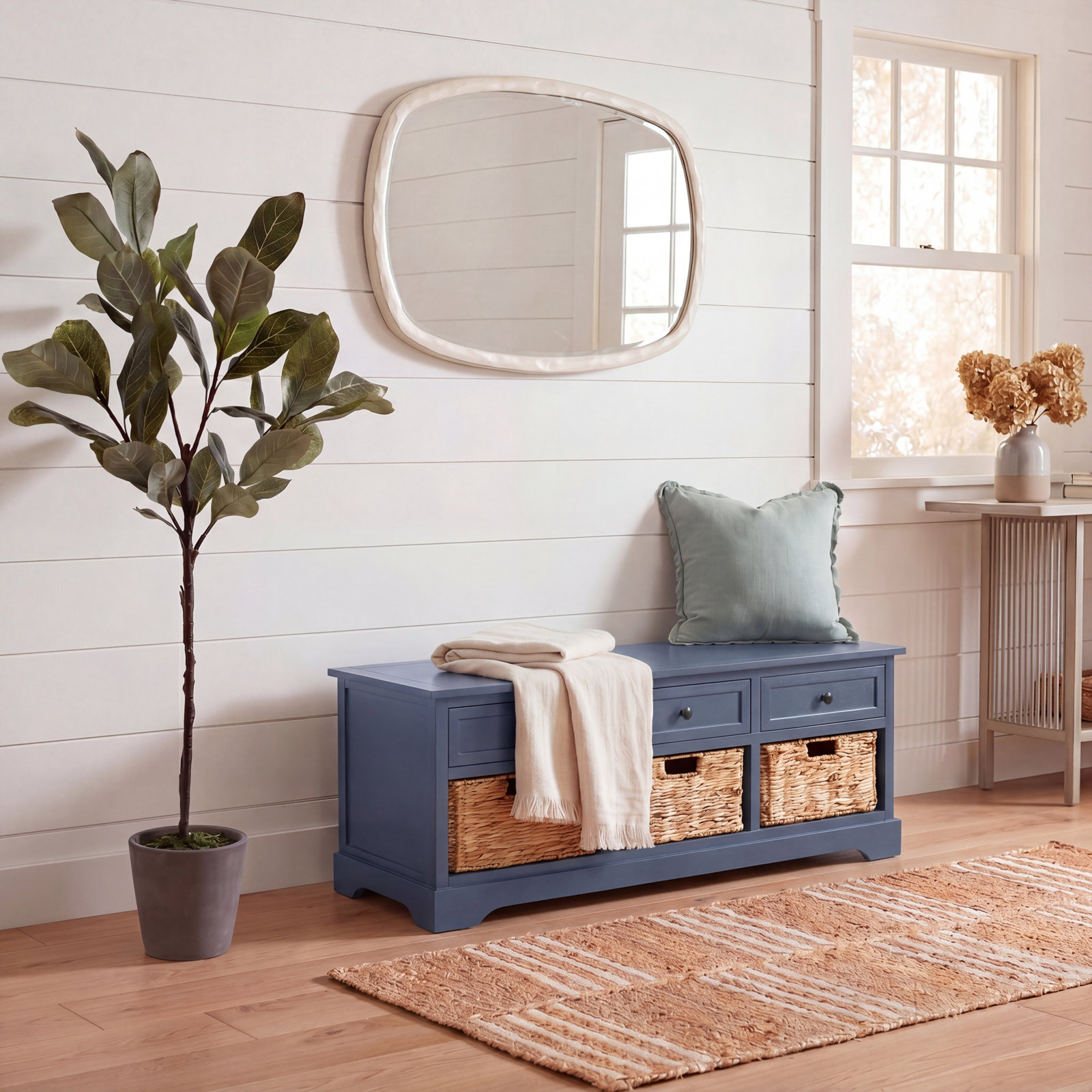 Adayla 42" Entryway Bench, Blue