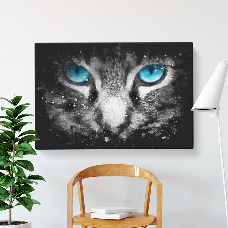 Bright Blue Cat Eyes - Wrapped Canvas, 40cm H x 60cm W x 3cm D