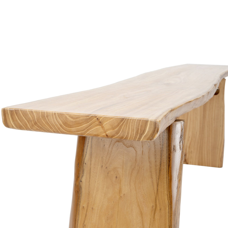 Rustic Solid Elm Wood Dining Bench 47.6" Curved Farmhouse Bench, 18.1" H x 47.6" W x 10.6" D