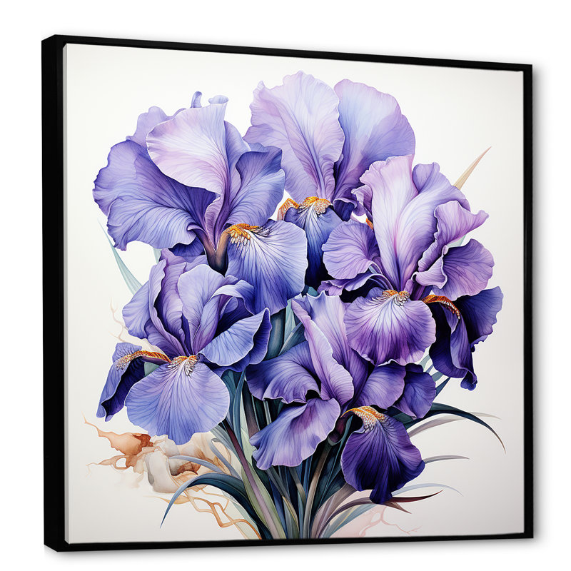 «Mauve Iris Grace II - Iris», art mural, H 16 po x l 16 po x P 1 po, Cadre flottant noir