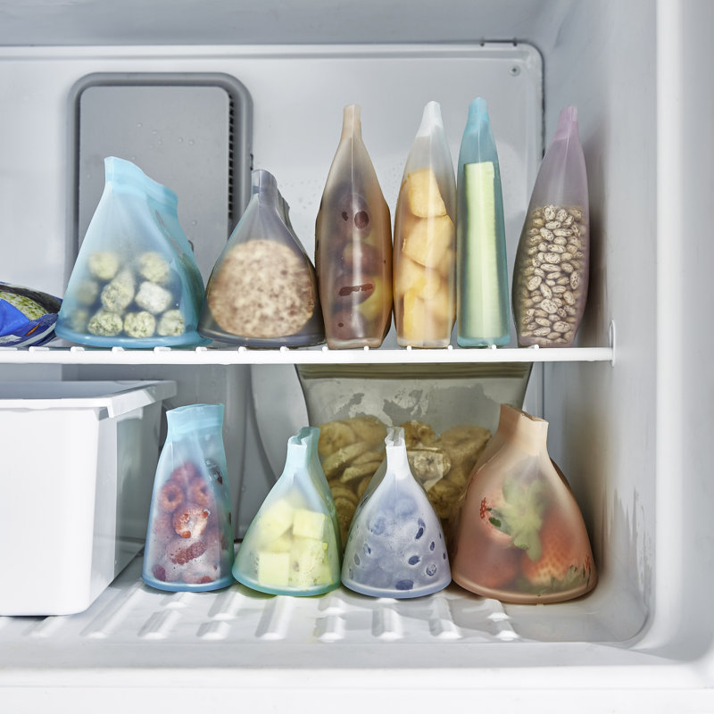 Zip Top Reusable Food Storage Bags | Full Set of 8 [Teal]  | Microwave, Dishwasher and Freezer Safe, Teal