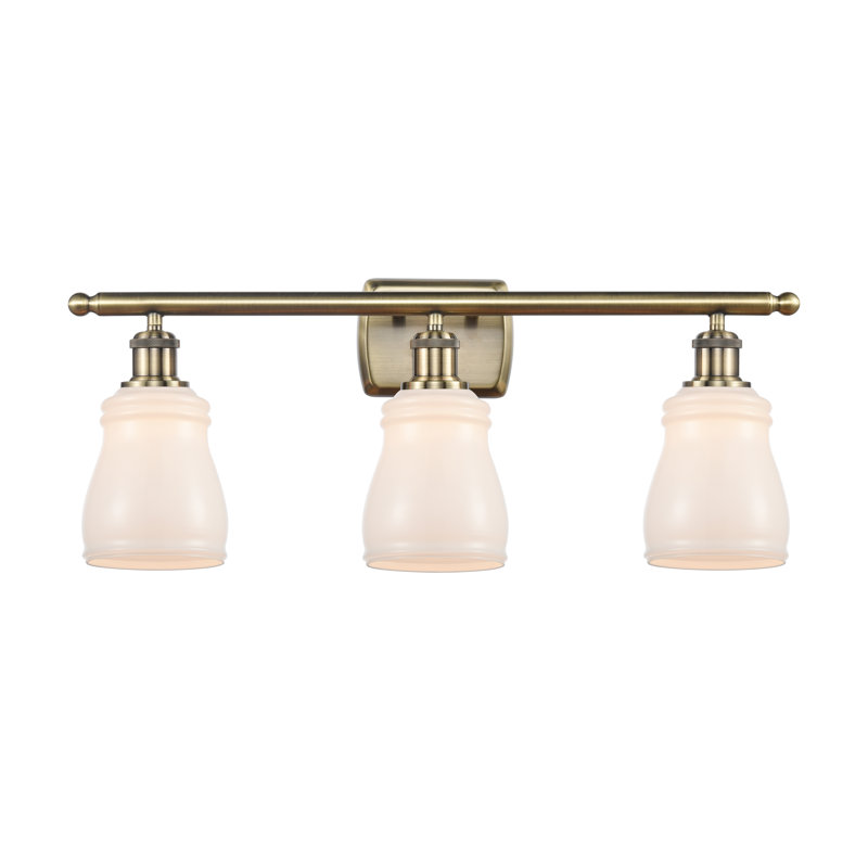 Éclairage pour meuble-lavabo 3 lumières à intensité réglable en laiton antique Wingard, Blanc, DEL, 3