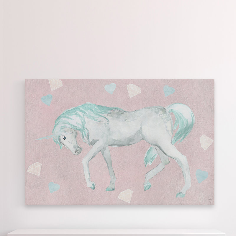 «Waynoka Green Pastel Unicorn», reproduction sur toile tendue Waynoka, 30 po x 45 po
