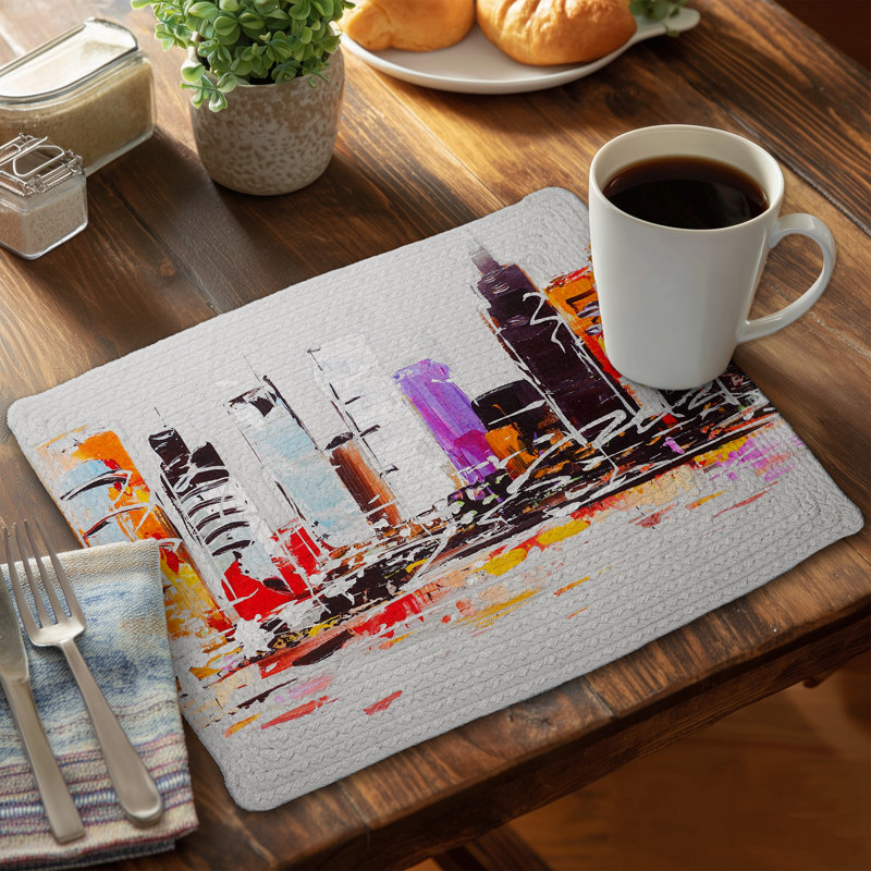 Napperon abstrait en polyester tressé aux couleurs vives