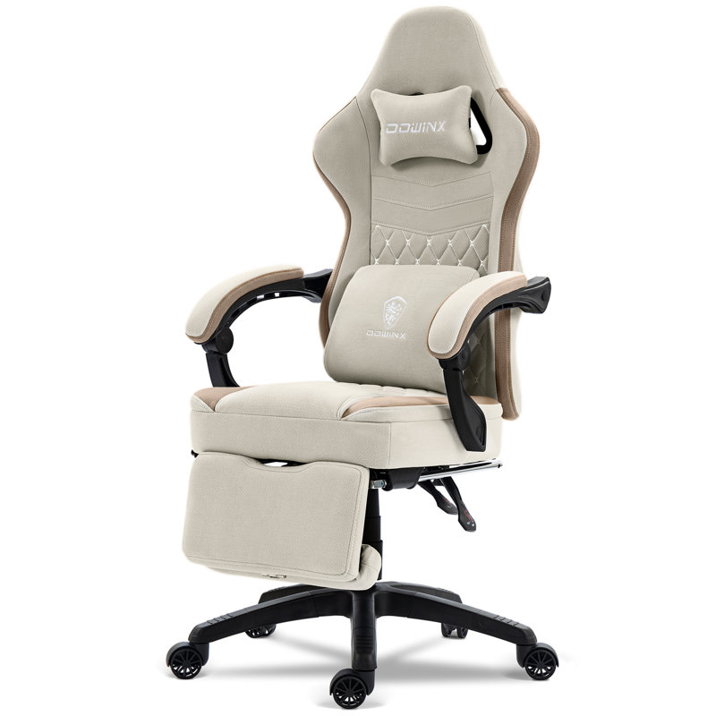 Ergonomic Gaming Chair with Footrest and Lumbar Support, Breathable Fabric Office Chair with Cooling Gel Seat Pad and Storage Bag, Home Computer Desk Chair