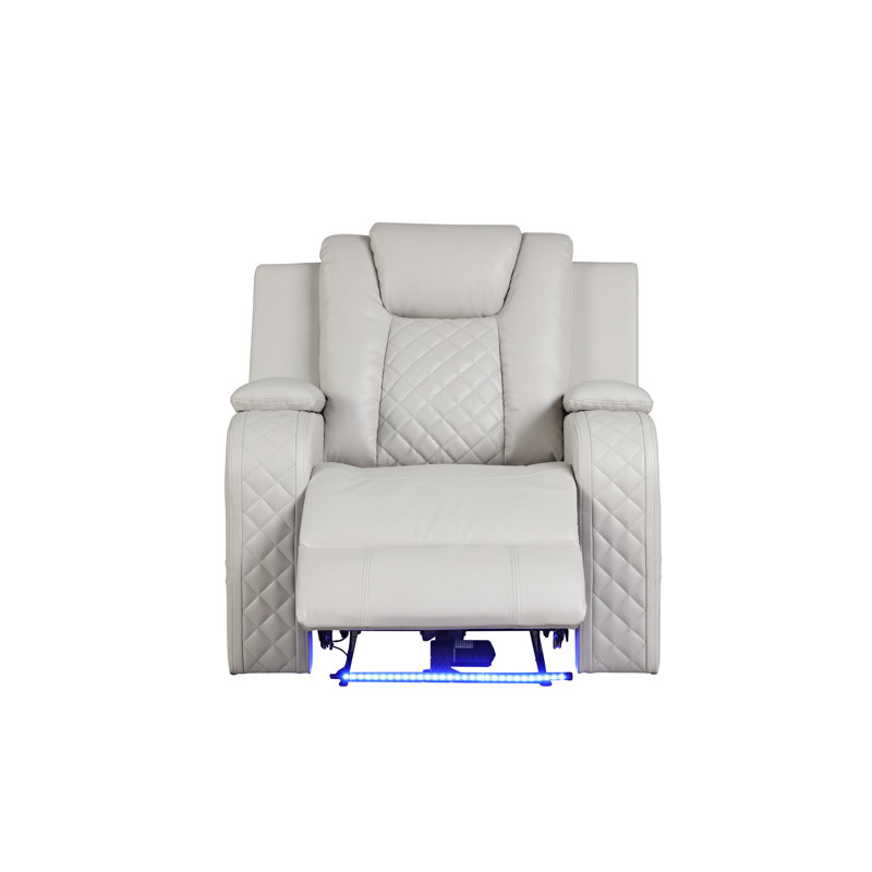 Fauteuil inclinable en similicuir 38 po Senol, Similicuir blanc