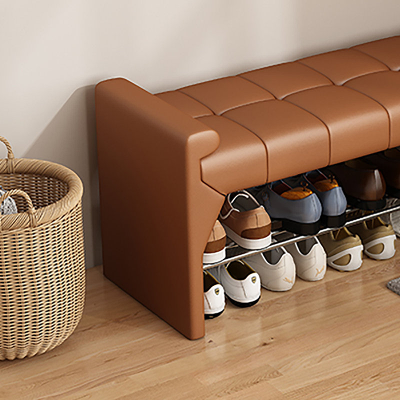 47.2in Shoe Changing Stool Shoe Storage Stool, Orange