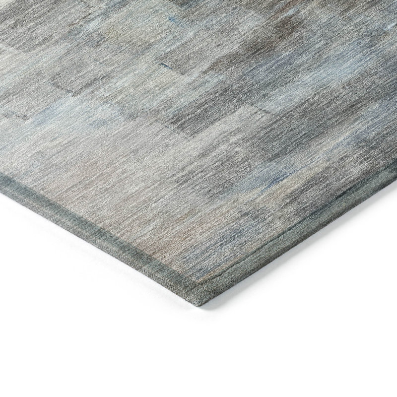 Tapis bleu intérieur / extérieur lavable à la machine, Rectangle 1 pi 8 po x 2 pi 6 po