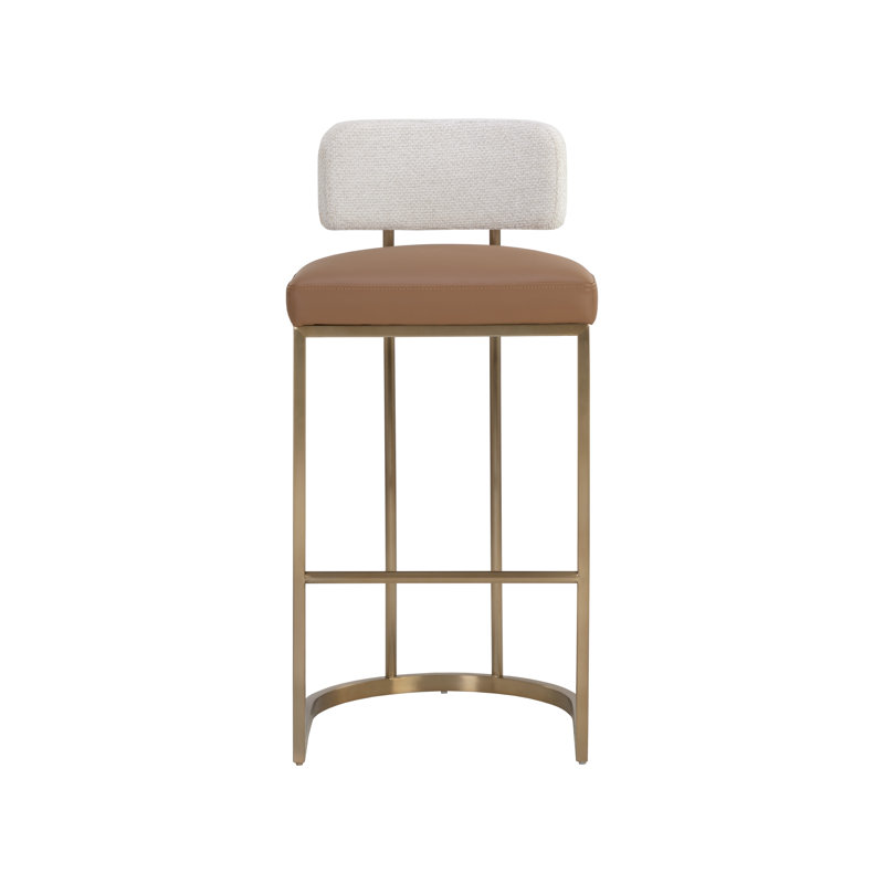 Bellatrix Upholstered Bar Stool with Metal Frame, Napa Cognac/Rhea Light Barley, Bar Stool (30.5" Seat Height)