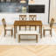 Ensemble de salle à manger 6 pièces Gilverto, table rectangulaire en bois et banc et chaises rembourrées à dossier en X-814974864
