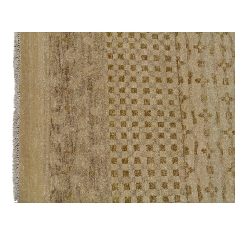 Tapis brun / gris abstrait en laine tissé à la main 3 pi 1 po x 5 pi 3 po Abstract