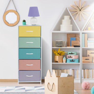 Commode avec 5 tiroirs - Meuble de rangement haut pour meubles
