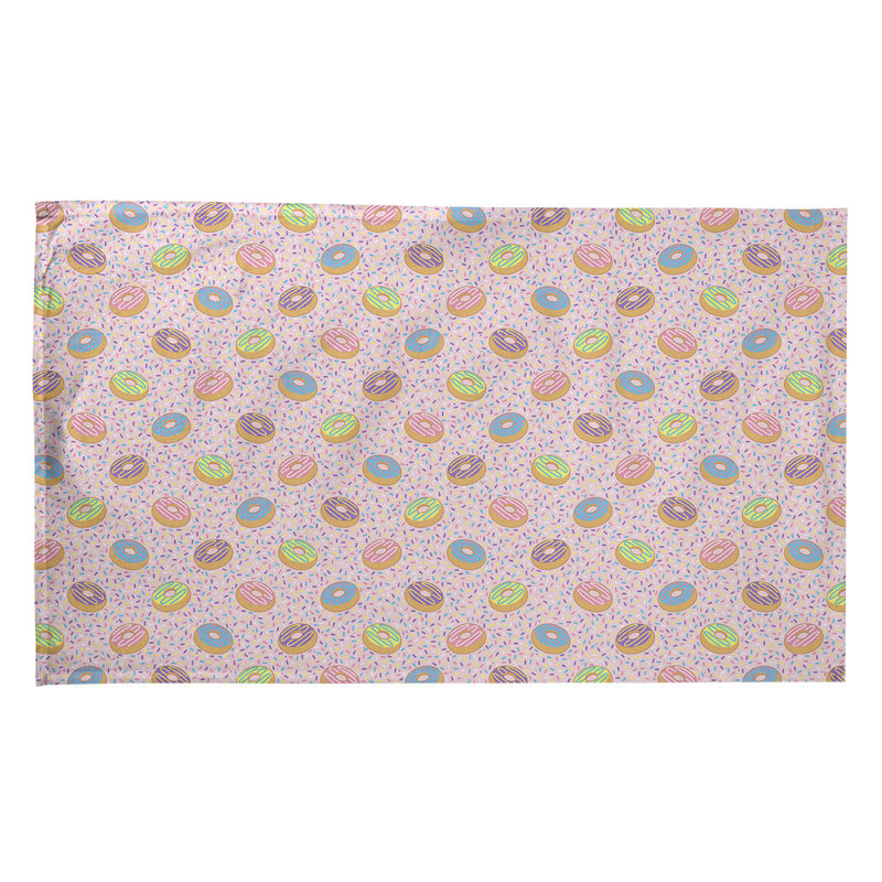 Torchon à motif de beignes, Polyester sergé, Rose / bleu / jaune clair
