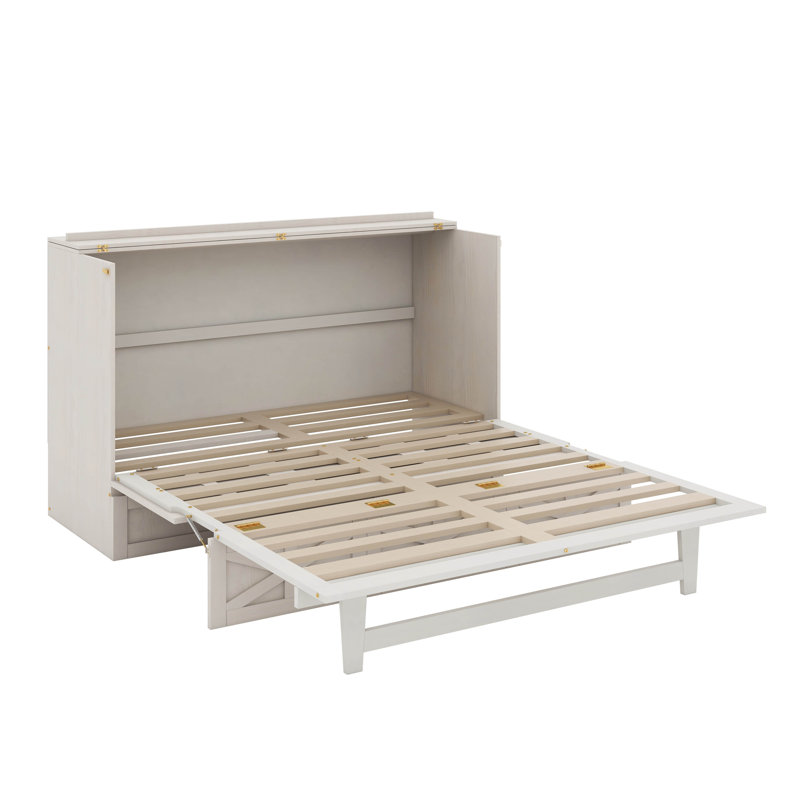 Lit escamotable avec tiroirs Murphy, Brushed White, Grand lit