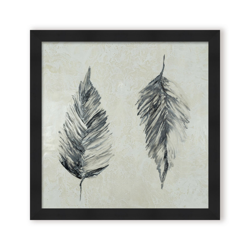 Nature Inspired "Silver Foliage" Canvas Wall Art By , 20" H x 20" W x 1.125" D, Framed Matted Print, Black