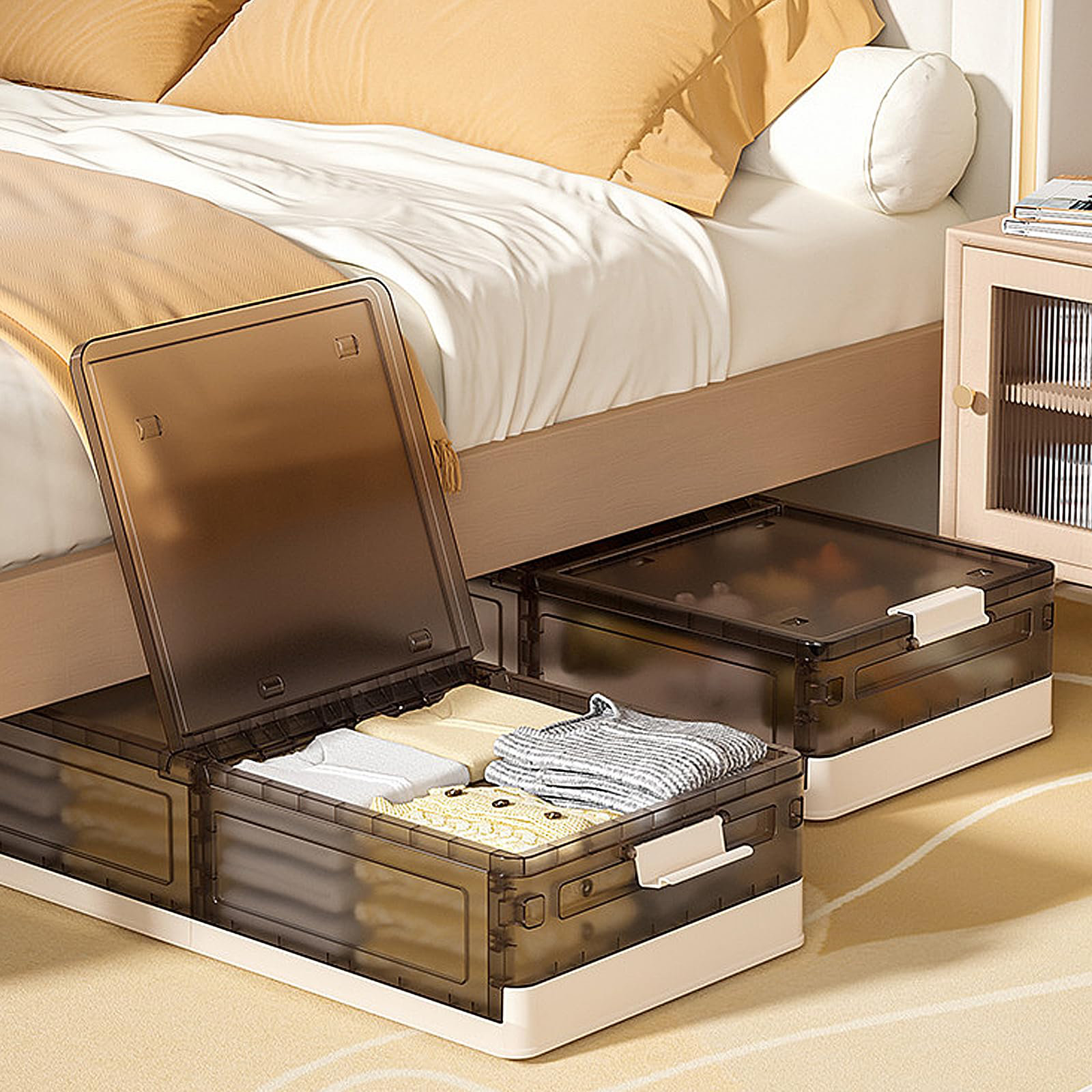 Underbed Storage Containers With Lids Set of 2 Low Profile Drawer