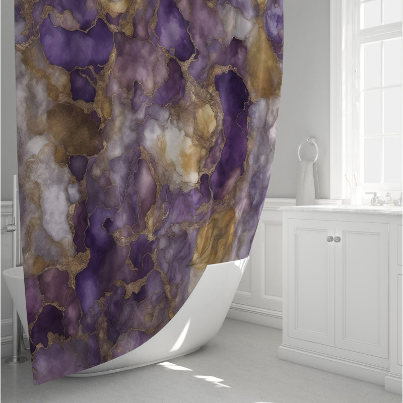 Rideau de douche Izayah, 70" W x 93" L, Purple/Gold