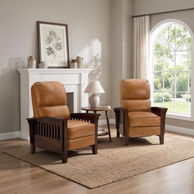 Fauteuil inclinable moderne en cuir avec structure en bois d'hévéa