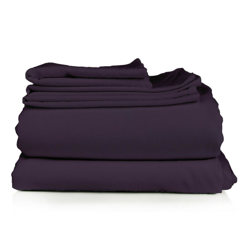 Microfiber Sheet Set, Full Sheet Set + Fitted Sheet + 2 Pillowcases, Purple