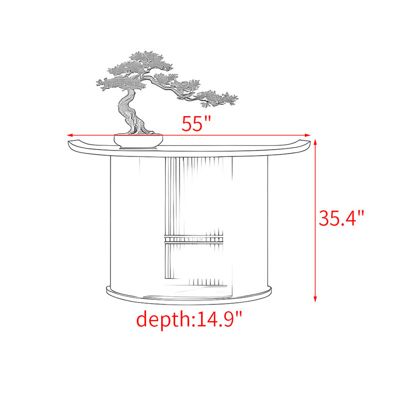 Nouvelle console de style chinois rétro en bois massif, H 35,4 po x l 55 po x P 14,9 po