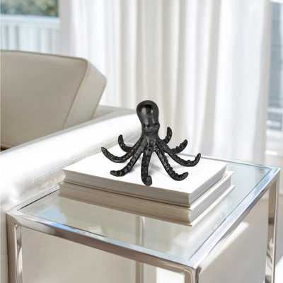 Sculpture de pieuvre noire décorative marée (4,5 pouces)