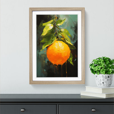 Orange Fruit Modern 1 Piece Single Picture Frame Wall Art
