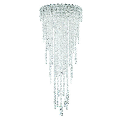 Chantant 4 Light 14in x 35.5in Flush Mount in Polished Stainless Steel with Clear Radiance Crystals