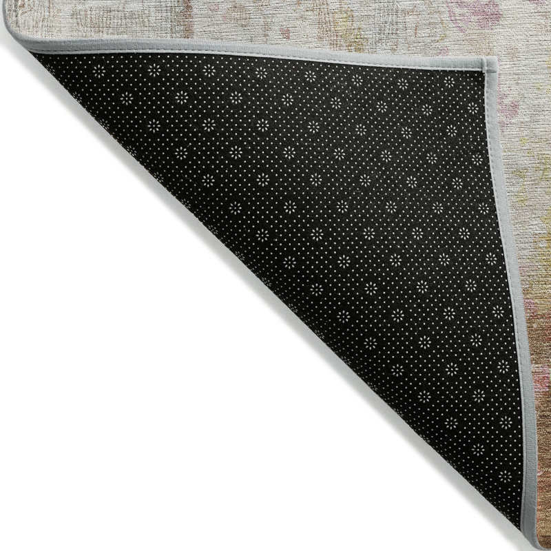 Tapis extérieur lavable abstrait mauve et ivoire 3 pi x 5 pi brun clair
