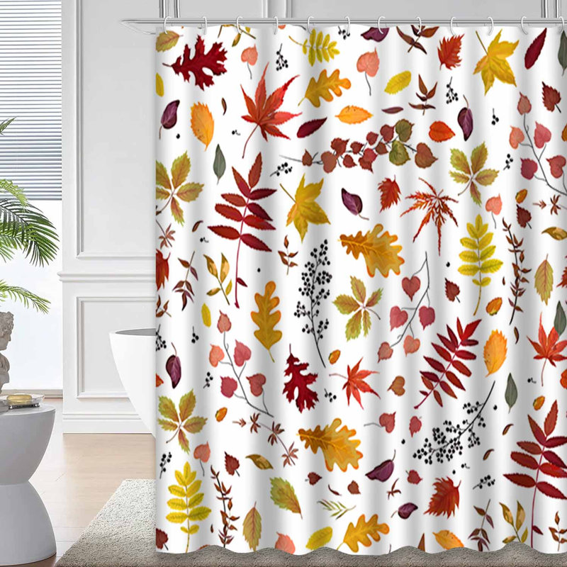 Rideau de douche d'automne avec 12 crochets, L 72 po x l 84 po