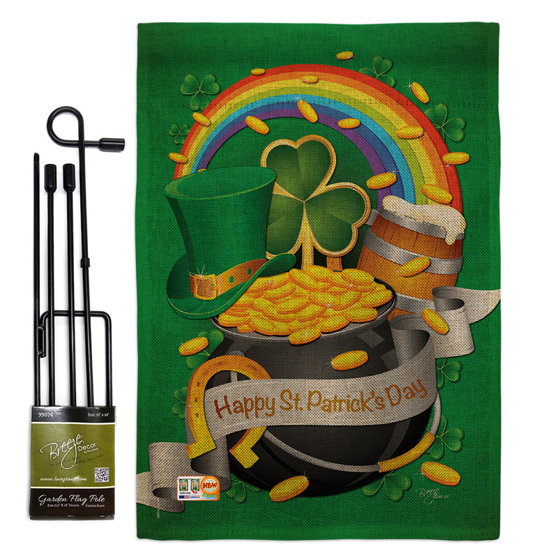Double Sided 18.5'' H x 13'' W Polyester St. Patrick's Day Flag Set