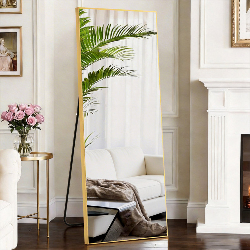 Full Length Mirror Full Body Floor Mirror Standing Hanging or Leaning Wall Mirror Bedroom Cloakroom, Gold, 56" x 15"