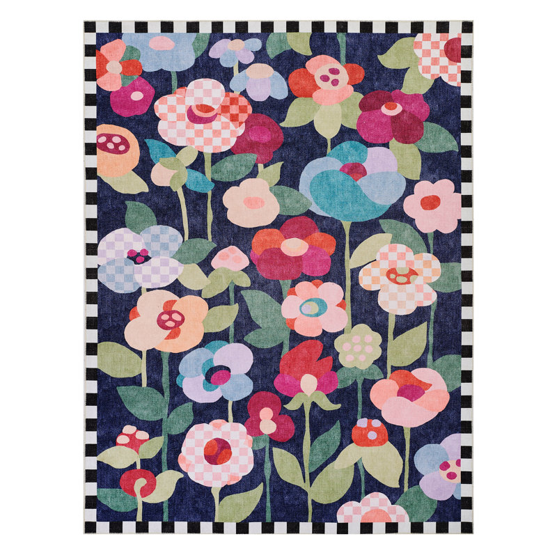 Posie Field Washable Rug, Rectangle 8' x 10'