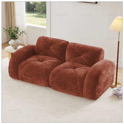 2-Seater Tufted Sofa With Soft Velvet, High Density Foam, Anti-Slip Design, And No Assembly Required For Living Rooms