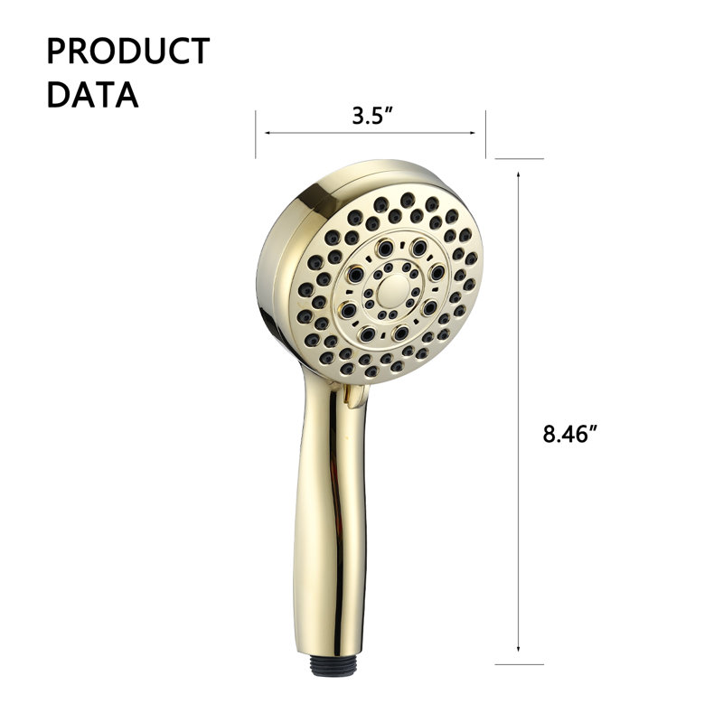 Full/Standard Handheld Shower Head 2.5 GPM GPM, Polished Golden
