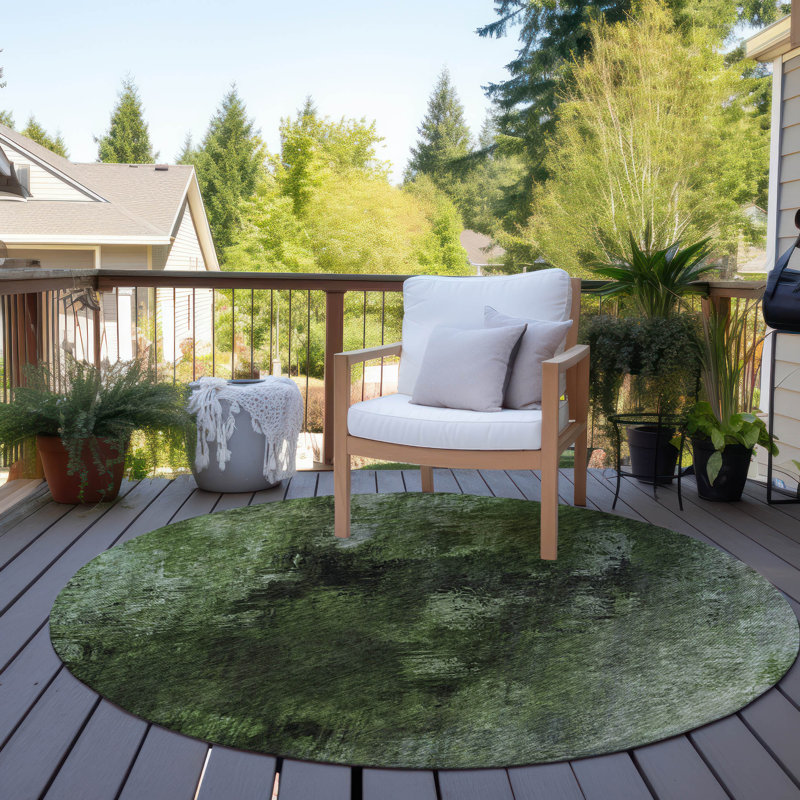 Decicco Abstract Indoor / Outdoor Rug, Round 8'